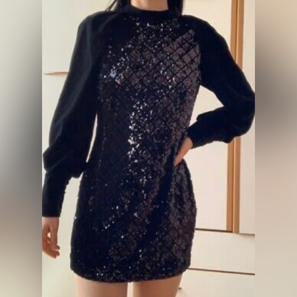 Zara black velvet dress with sequins